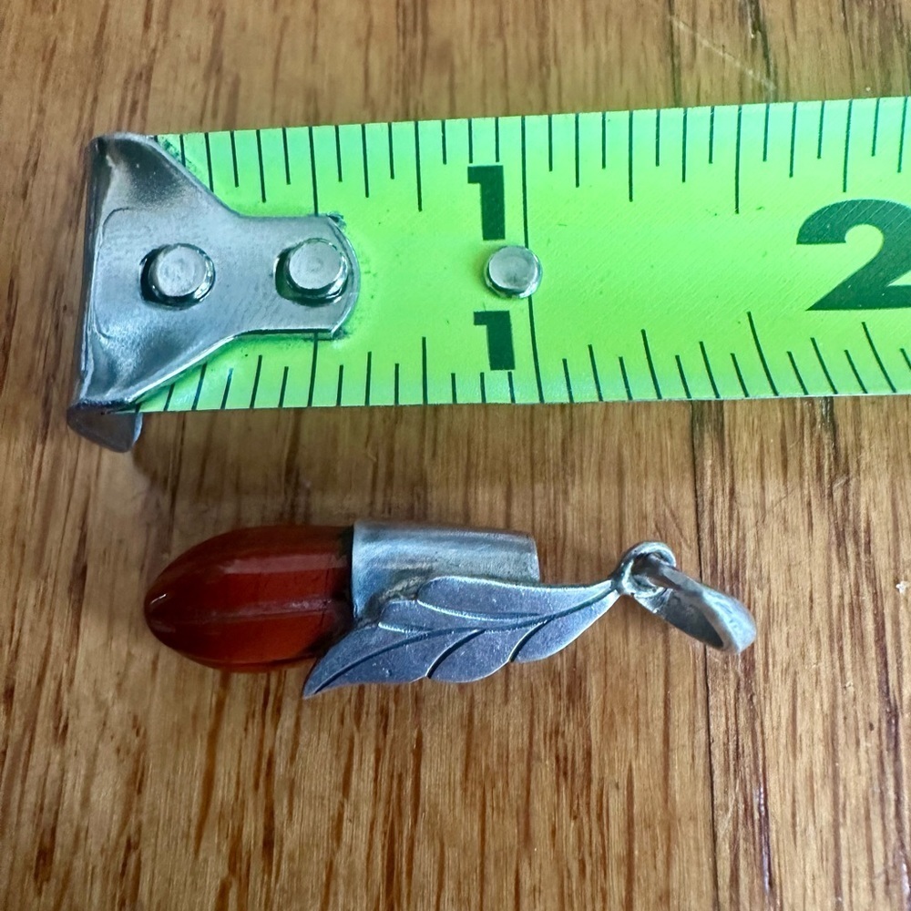 Vintage Sterling Silver Red Jasper Pendant - Picture 7 of 8